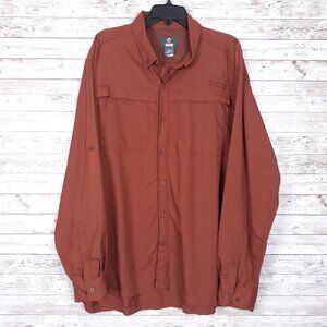 Guide Gear Mens Button Down Shirt 2XL Brown Fishing Hunting Long Sleeve979